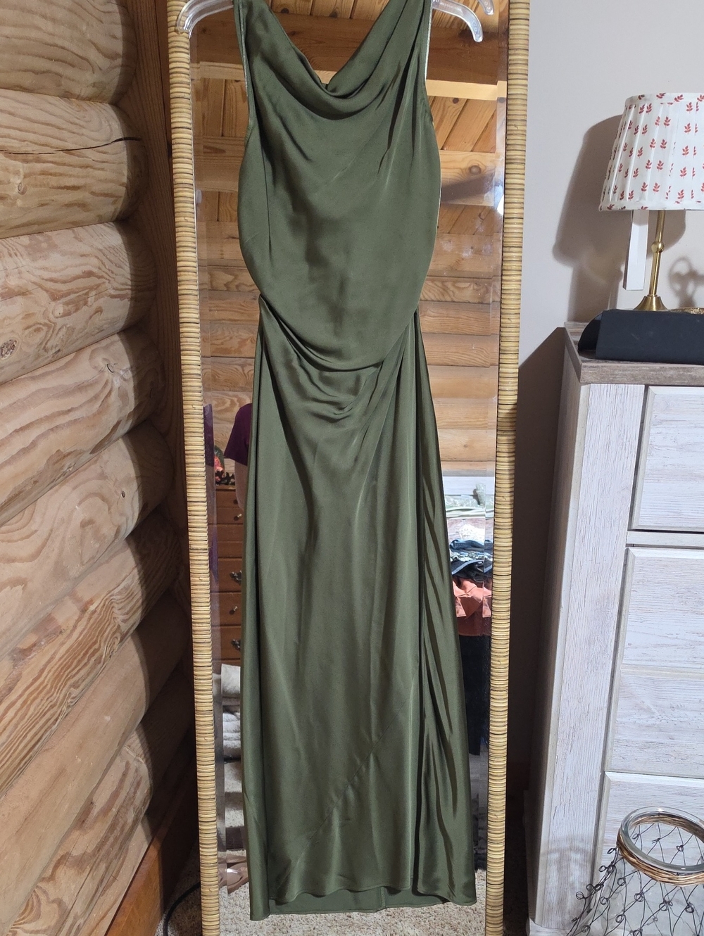 Ann Taylor Olive Green Cowl Neck Maxi Dress